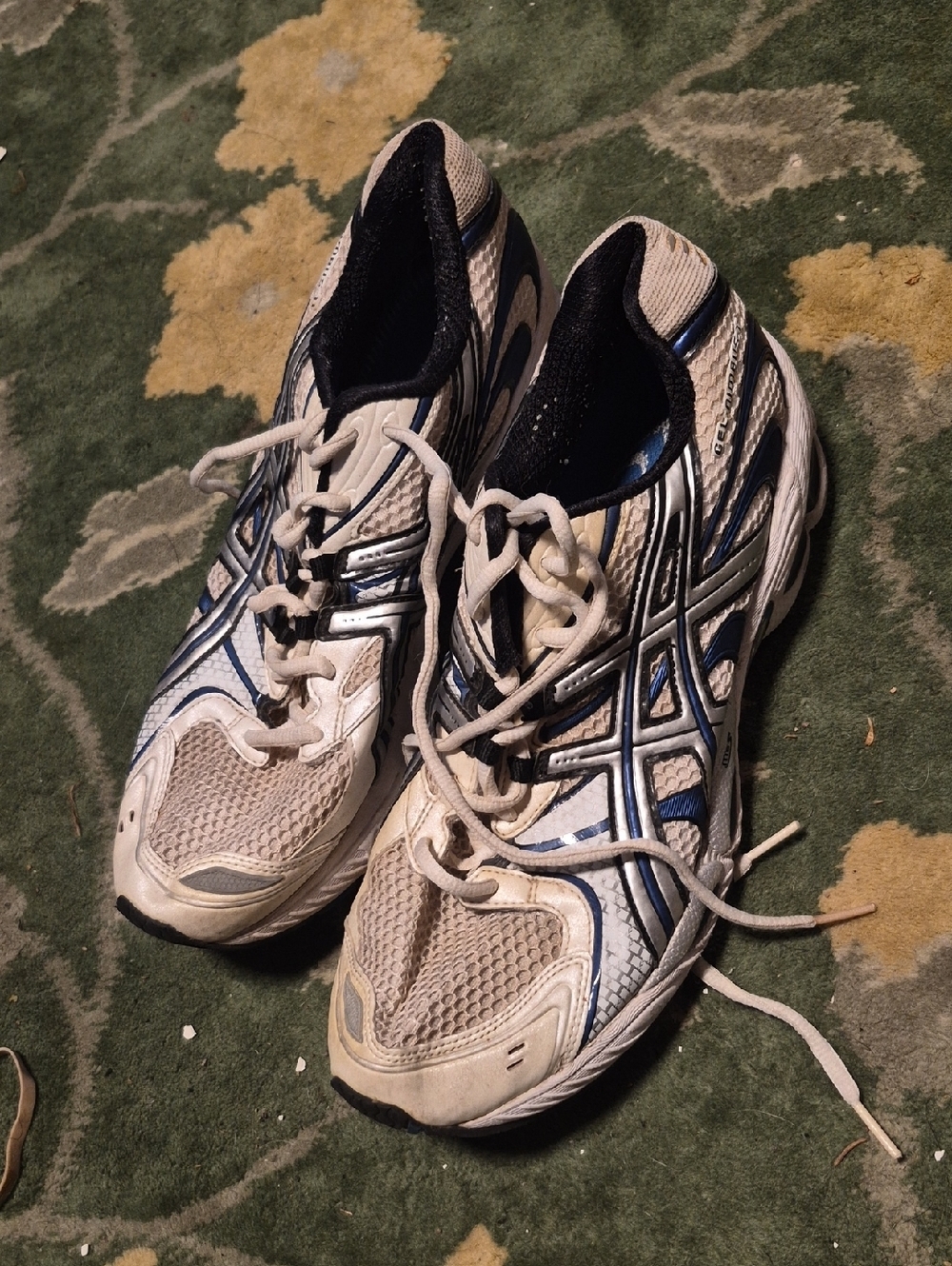 Asics White and Blue Men's Running Sneakers
